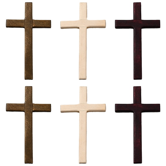 6pcs 3 Colors Wood Wooden Wall Crosses Hanging Wooden Crosses Decoration Hand Held Prayer