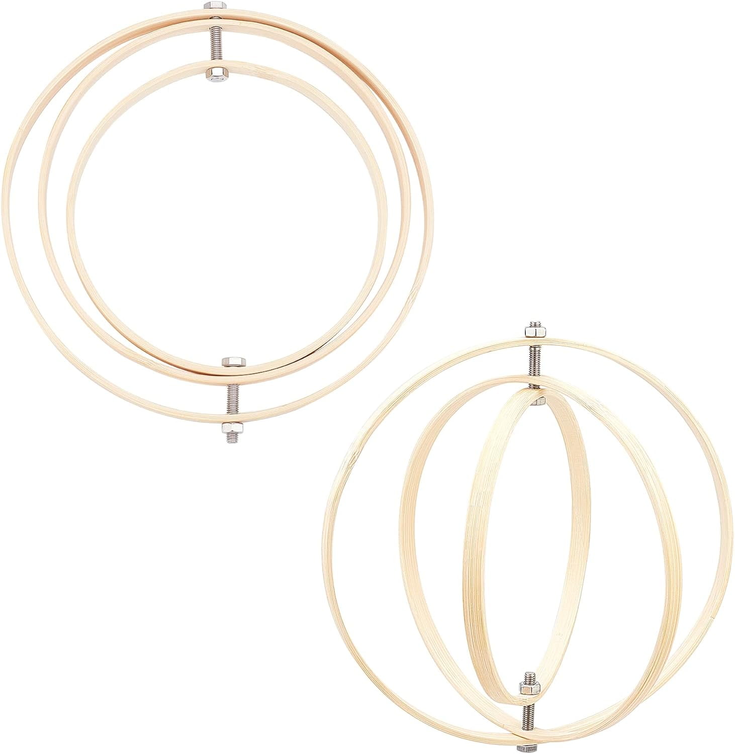 6pcs 3 Size Wooden Bamboo Floral Hoop Wreath Macrame Craft Hoop Rings ...