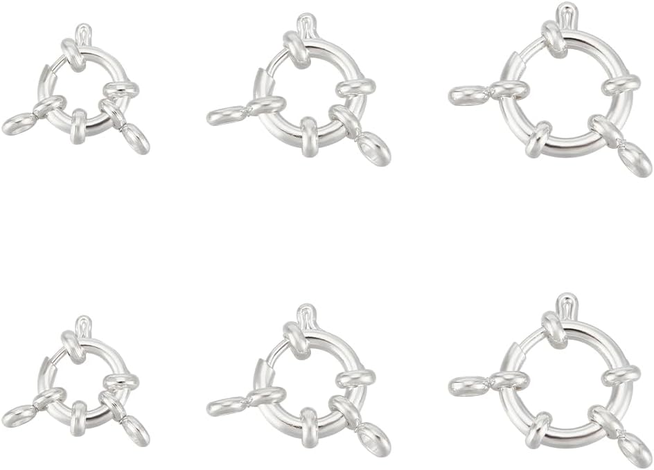 6pcs 3 Sizes Spring Ring Clasps Stainless Steel Spring Clasps Silver ...
