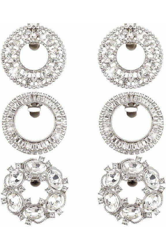 6pcs 3 Styles Circle Sparkling Shoe Clips 2 Inch Wedding Shoe Clips Shoe Clips Removable Shoe Buckles Rhinestone Shoe Clips for Women Banquet Dress Shoes Bridal Christmas Party