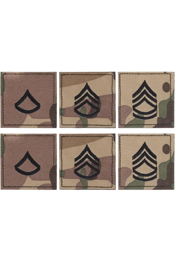 6pcs 3 Styles Embroidered Rank Insignia Staff Sergeant Patch Army Rank Patches Epaulette Camouflage for Outdoor Adventure Role Play and Model Showcase Teardrop Herringbone 220.2inch Olive Drab 1set