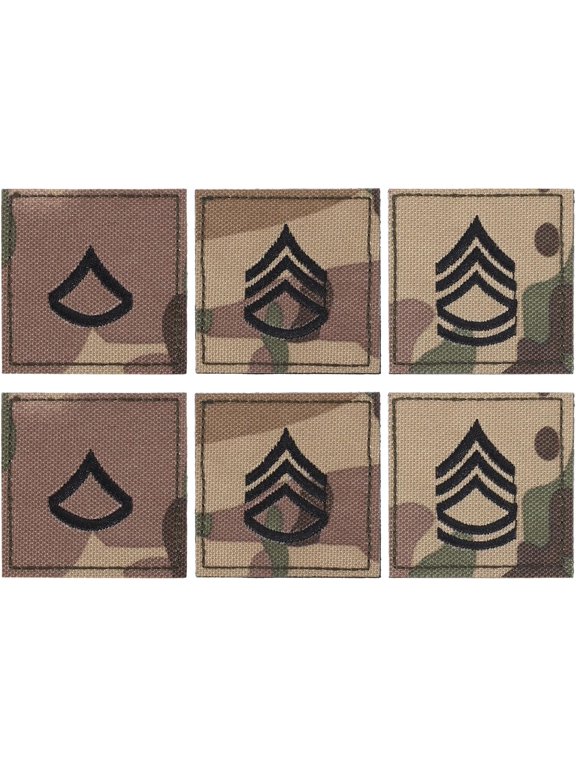 6pcs 3 Styles Embroidered Rank Insignia Staff Sergeant Patch Army Rank Patches Epaulette Camouflage for Outdoor Adventure Role Play and Model Showcase Teardrop Herringbone 220.2inch Olive Drab 1set
