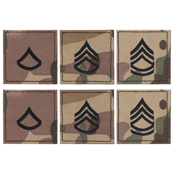 6pcs 3 Styles Embroidered Rank Insignia Staff Sergeant Patch Army Rank Patches Epaulette Camouflage for Outdoor Adventure Role Play and Model