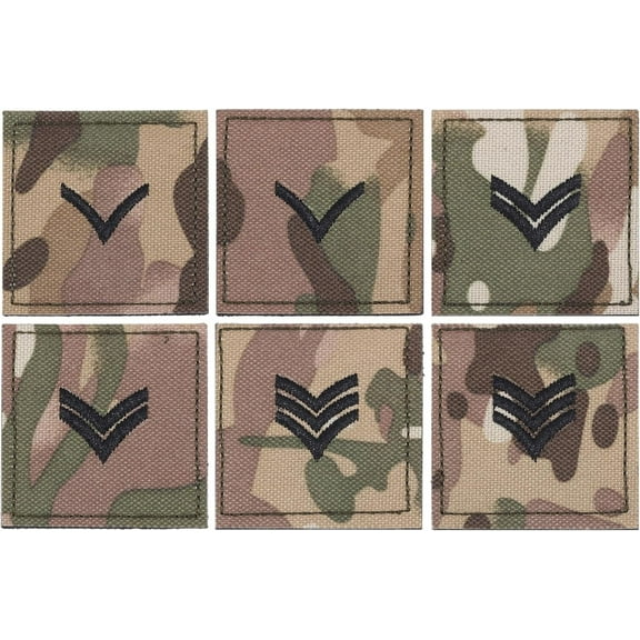 6pcs 3 Styles Embroidered Rank Insignia Staff Sergeant Patch Army Rank Patches Polyester Epaulette Camouflage