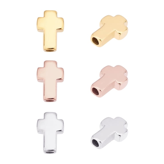 6pcs 3 colors 14mm Stainless Steel Beads Metal Loose Beads Large Hole Spacer Beads for Jewelry Making DIY Findings Hole:3mm
