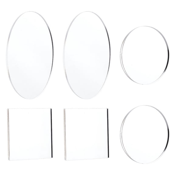 6pcs 3 style Acrylic Display Base for Miniatures Models and Garage Kits Flat Round & Oval & Square Clear 6pcs/set 1set