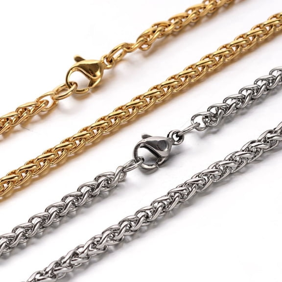 6pcs 304 Stainless Steel Wheat Chain Necklaces with Lobster Clasps Mixed color 23.7 inch(60.2cm) 1x3x5mm
