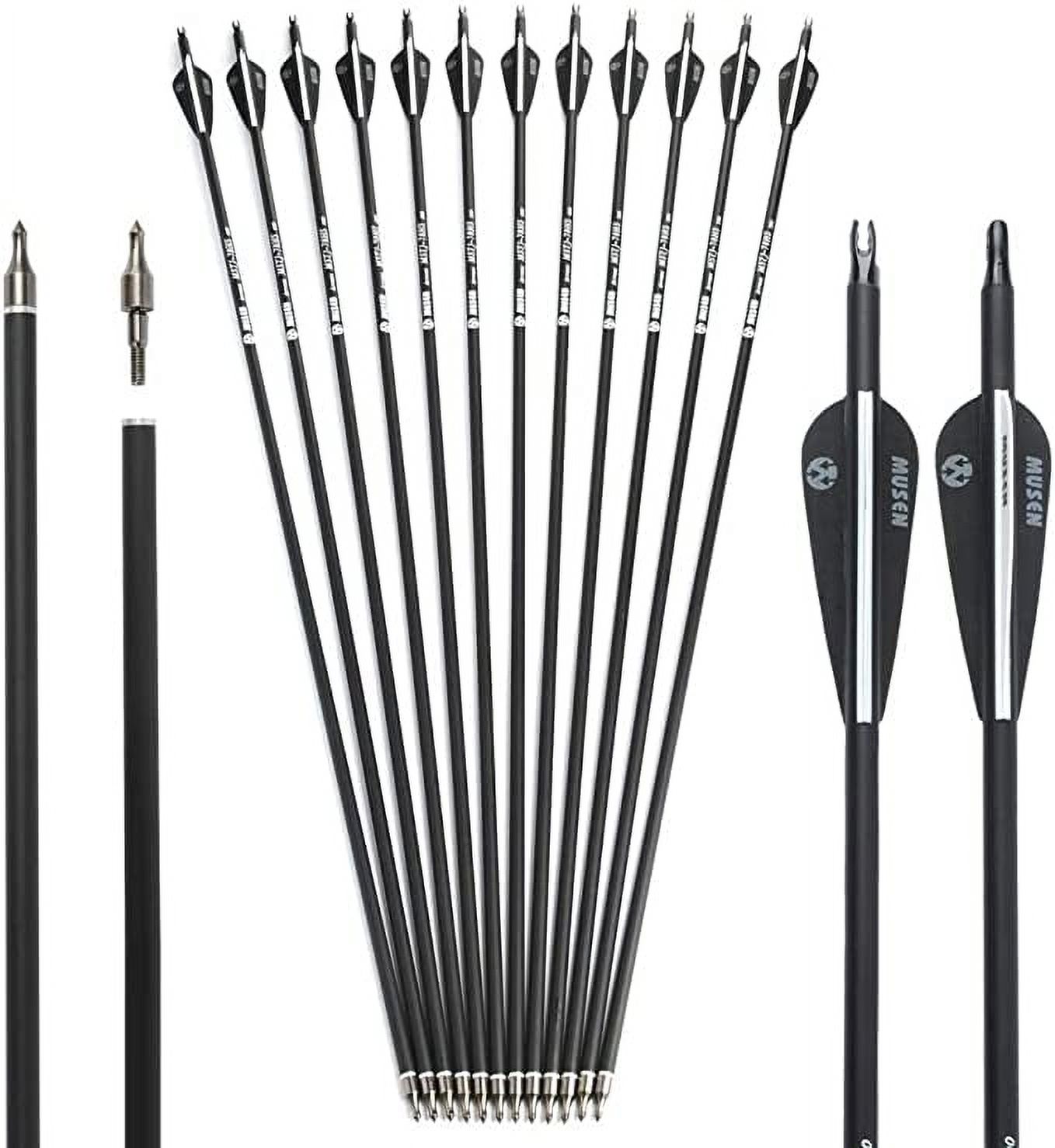 6pcs 30Inch Carbon Archery Arrows, Shaft Spine 500 with Removable Tips