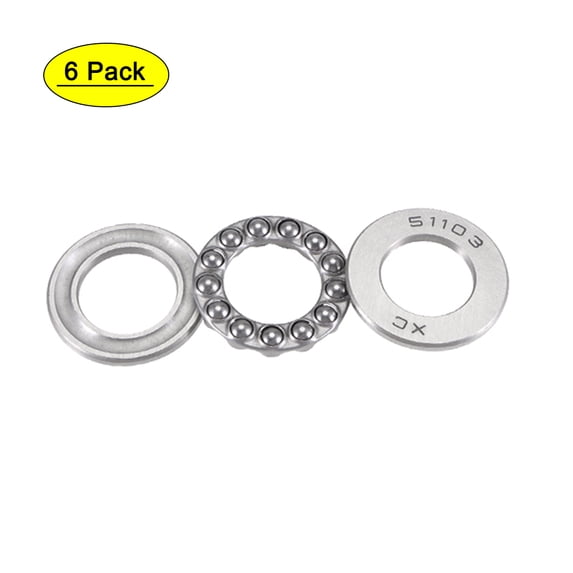 6pcs 30mmx17mmx9mm Single Row Thrust Ball Bearing Silver Gray 51103