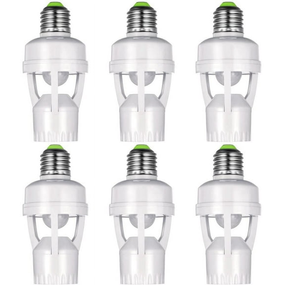 6pcs 360°PIR Infrared Motion Sensor Light Socket PIR Motion E27 Screw Socket E27 LED Light Holder Outdoor Security