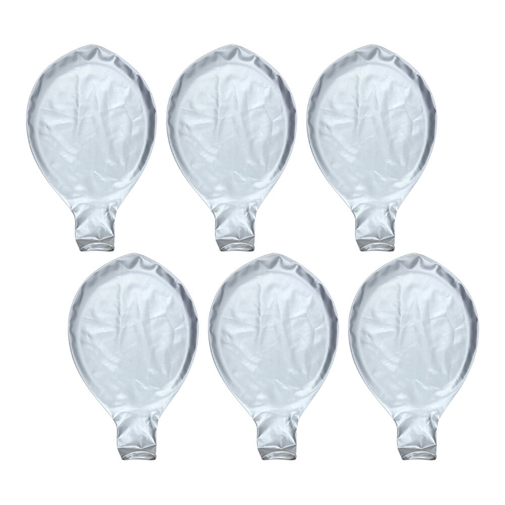 6pcs 36inch Latex Balloons Solid Color Party Balloons Party Supplies for Birthday Party Wedding Decoration (Silver)