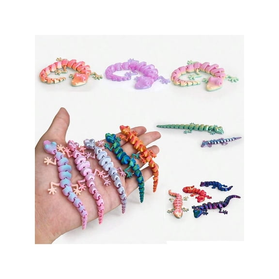 6pcs 3D Printed Connectable Cute Mini Gecko Desktop Decorations Random Gradient Color For Collection Party Decor Gifts Ideal Valentine s Day Gift