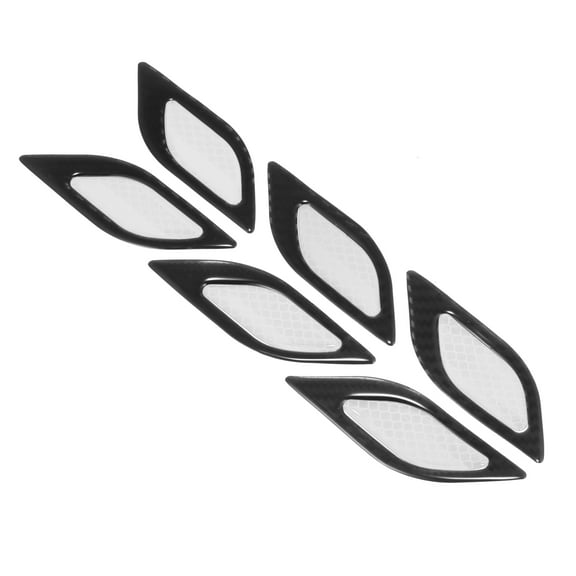 6pcs 3D Reflective Stickers Safety Warning Sign for Car Fender Bumper Night Visibility Decal Carbon Fiber Pattern White