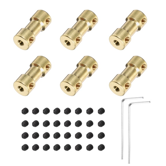 6pcs 3mm to 4mm Brass Shaft Coupling Joint Connector with Screws Hex Wrench Flexible Motor Shaft Coupler