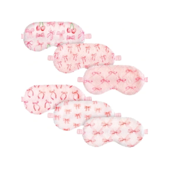 6pcs 3pcs 2pcs 1pc Plush Sleep Mask Comfortable Sleep Unisex Soft Faux Fur Blackout Suitable For Travel Nap Overnight Party-6pcs-random Pattern