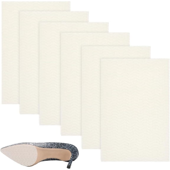 6pcs 5.9 x 3.9 Inch Shoe Sole Protectors Anti-Slip Shoe Grip Sticker White Self-Adhesive Sole Cover Protectors Slip Resistant Shoe Sole Cover Noise Reduction Rubber Sole for Women High Heels