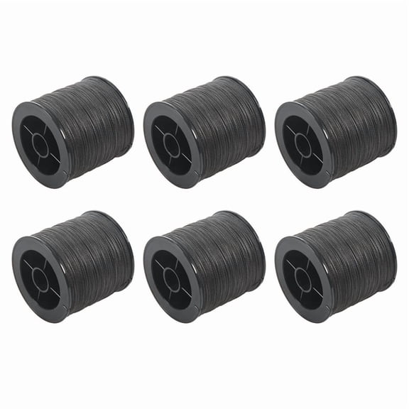 6pcs 500M 50LB Colorful 4 Strands Multifilament PE Braid Fishing Line (Black)