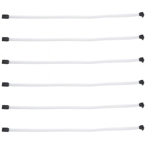 6pcs 50CM 3.0 III SATA3 7Pin Data Cable Right Angle 6Gb/S SSD Cables HDD Hard Disk Data Cord(White)