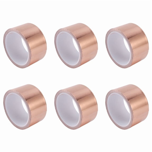 6pcs 50mmx10M Copper Adhesive Copper Foil Copper Tape Self-Adhesive Tape Roll