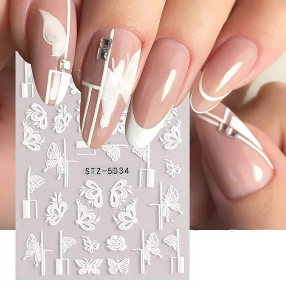 6pcs 5D Camellia Stickers Self Manicure Design Decals For Salon Acrylic Nail Tips Decoration