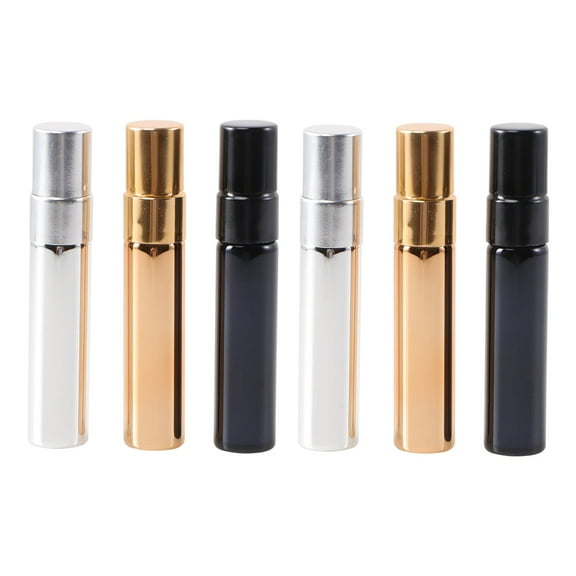 6pcs 5ml Spray Bottles Glass Half Cover Empty Refillable Atomizer Perfume Containers (Golden Silver Black for Each 2pcs)