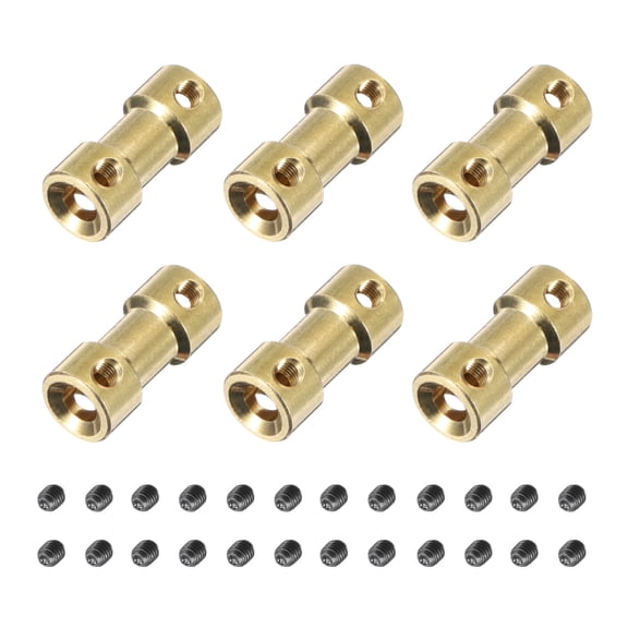 6pcs 5mm to 5mm Brass Shaft Coupling Joint Connector with Screws Flexible Motor Shaft Coupler