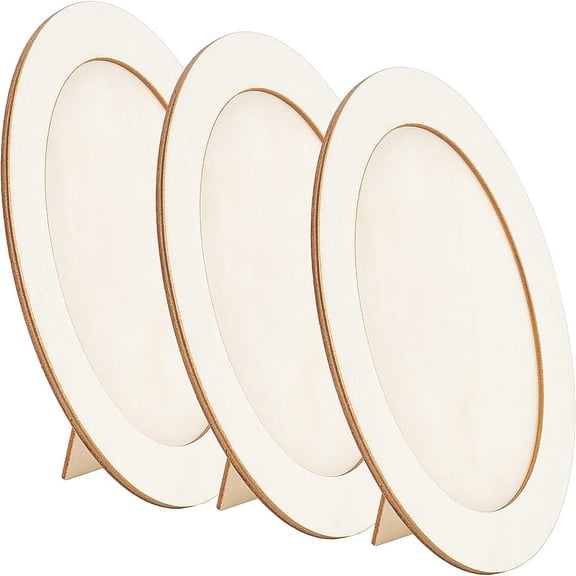 6pcs 6.6x5inch DIY Wood Photo Frame Kit Wooden Oval Photo Display Frame Stand Up Picture Artwork Frame Unfinished Frame to Paint for DIY