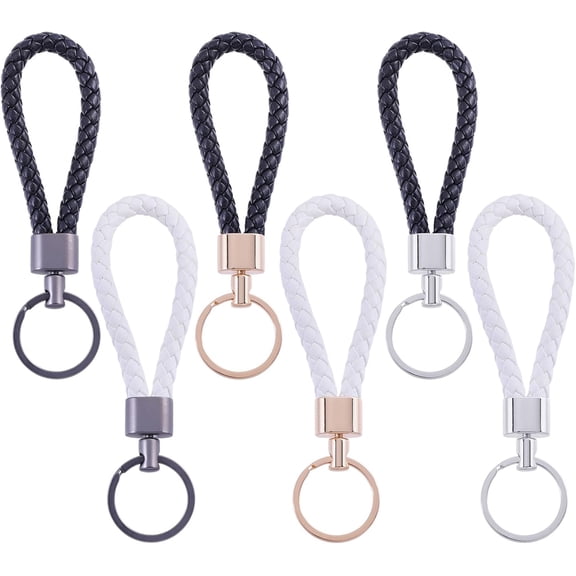 6pcs 6 Colors Leather Keychain Tassel Keyring Key Chain Charm Cute Key Chains