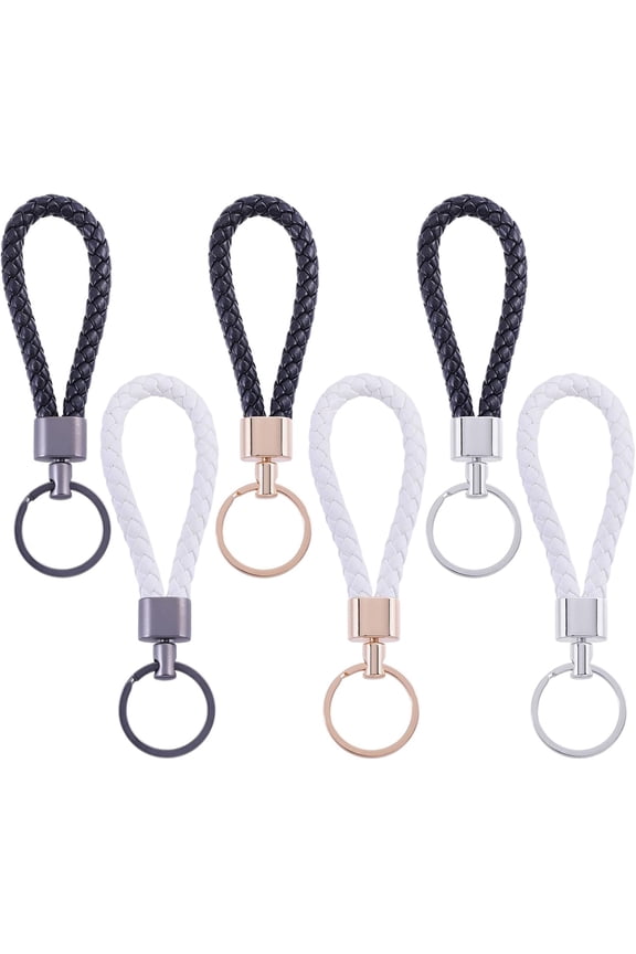 6pcs 6 Colors Leather Keychain Tassel Keyring Key Chain Charm Cute Key Chains