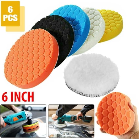 6pcs 6 Inch Car Buffing Pads Polishing for Drill Sponge Kit Waxing Foam Polisher