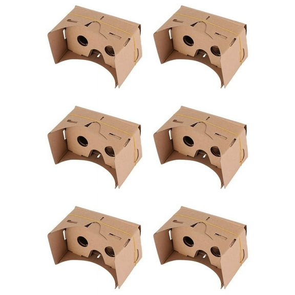 6pcs 6 Inch DIY 3D VR Virtual Reality Glasses Hardboard for Cardboard,6 x cardboard 3d glasses 12 x lens 12 x black magnet ring,Yellow