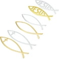 thumbnail image 1 of 6pcs 6 Styles Jesus Fish Decal Sticker PVC Fish Car Emblem Religious God Jesus Christian Fish Cross Symbol Gold Sliver for DIY Car Decoration 5.9x2inch 1 Set, 1 of 5