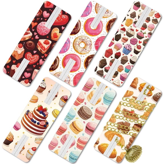 6pcs 6 styles Felt Printed Necklace Display Cards sets Rectangle Food 6.4x2.4x0.4cm 1pc/style