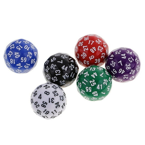 6pcs 60 Sided Dice D60 Polyhedral Dices -60 for Dungeon & Dragons RPG Board Casino Supplies