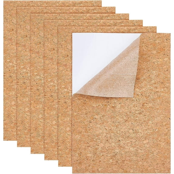 6pcs 8.3x11.7inch Self-Adhesive Cork Sheets Broken Flower Pattern Cork Leather Sheets for Coaster Wall Decoration DIY