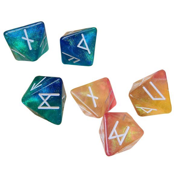 6pcs 8 Sided Divination Prediction Game Dices Exquisites Polyhedral Runes Dices for Portable Tabletop Entertainment