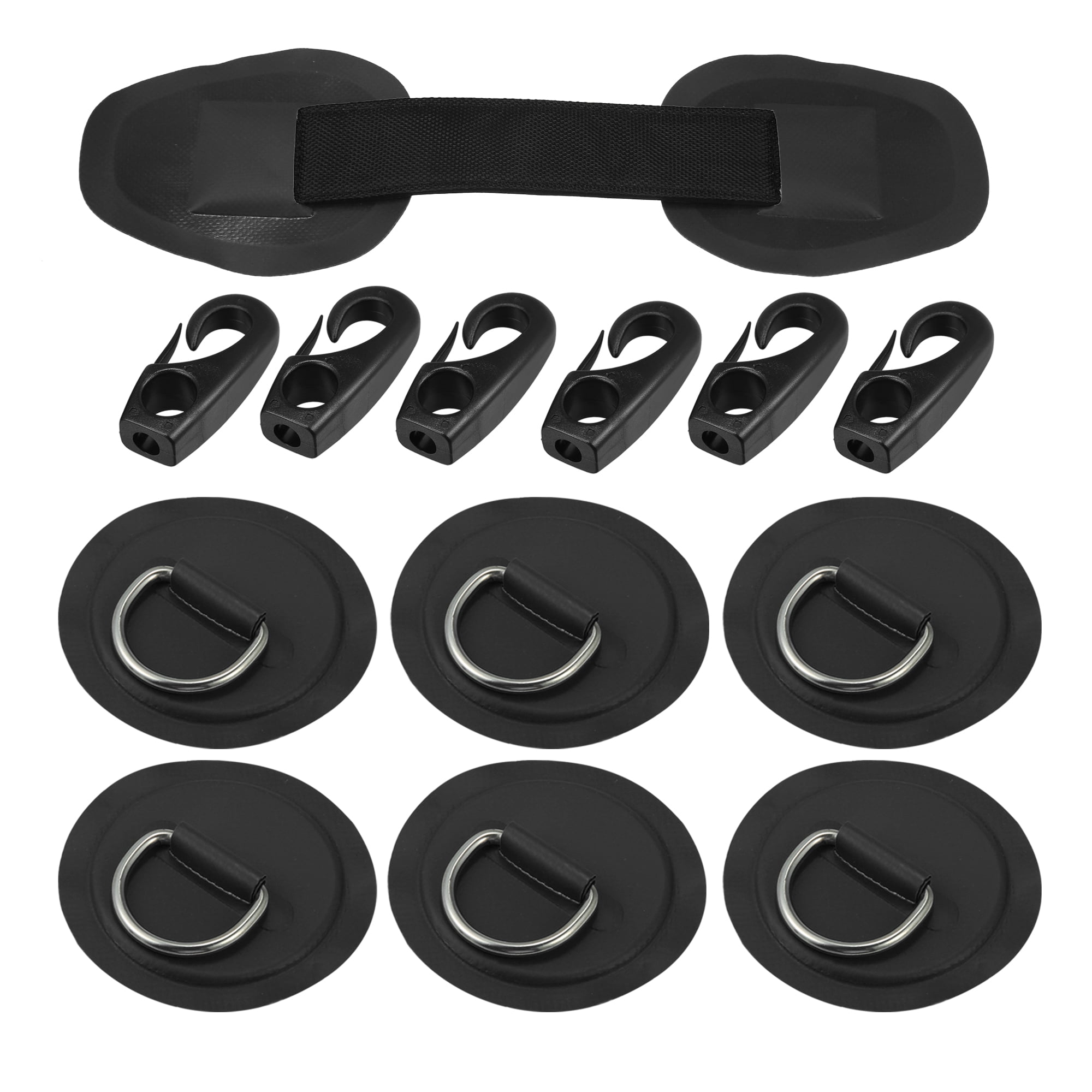 6pcs 8cm Black D Ring Patch PVC Stainless Steel Round Shape D Ring Pad ...