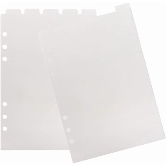 6pcs A5 Transparent Binder Tabs Top Vertical Tabs 6 Holes Binder Divider for Planner Journal Notebook Diary Memo Notepad Transparent PVC Divider