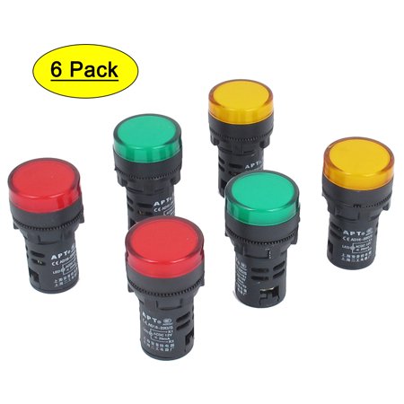 6pcs AC/DC 12V 20mA Orange Green Red LED Power Indicator Pilot Signal Light Lamp