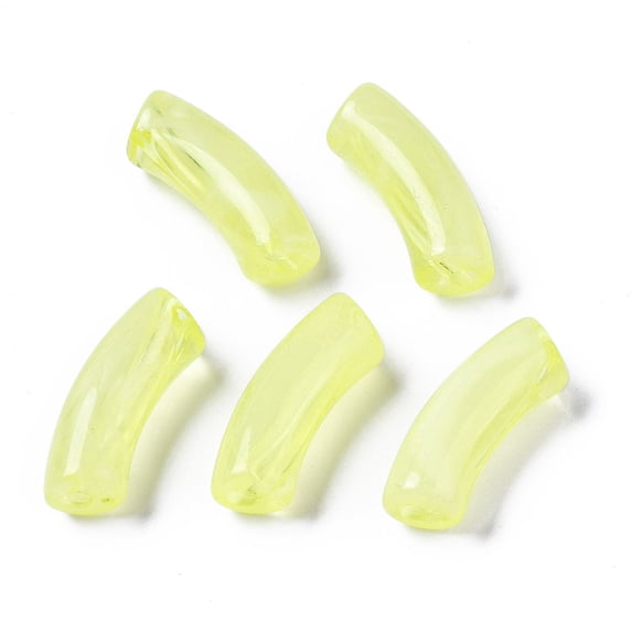 6pcs Acrylic Beads Imitation Gemstone Curved Tube Champagne Yellow 34.5x13x11mm Hole: 3.5mm