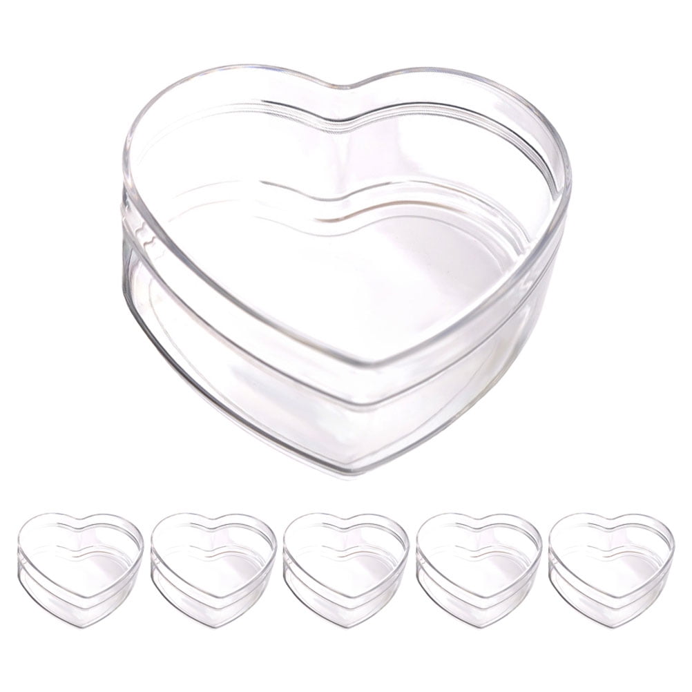 6pcs Acrylic Boxes Clear Acrylic Heart Box with Lids Heartshaped