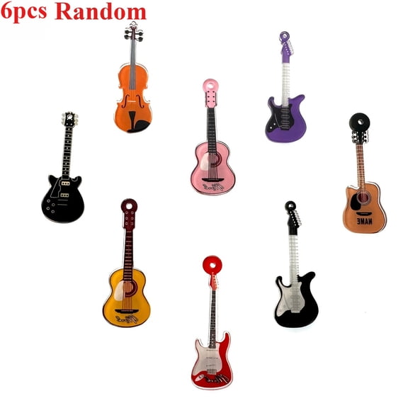 6pcs Acrylic Guitar Fridge Magnets, Musical Instrument Magnets for Whiteboard Kitchen Office Classroom Locker Map Decor
