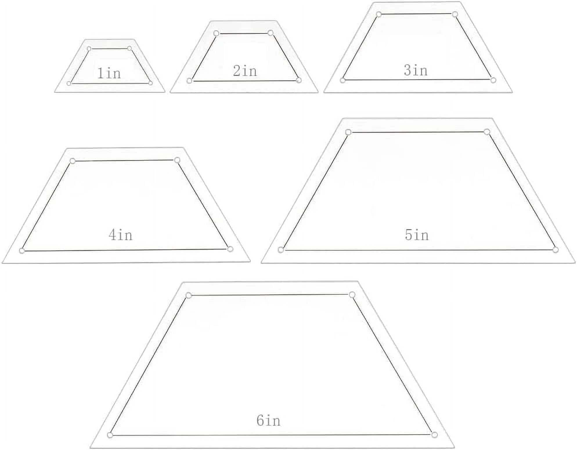 6pcs Acrylic Quilting Template Half Hexagon Rulers Clear Patchwork ...