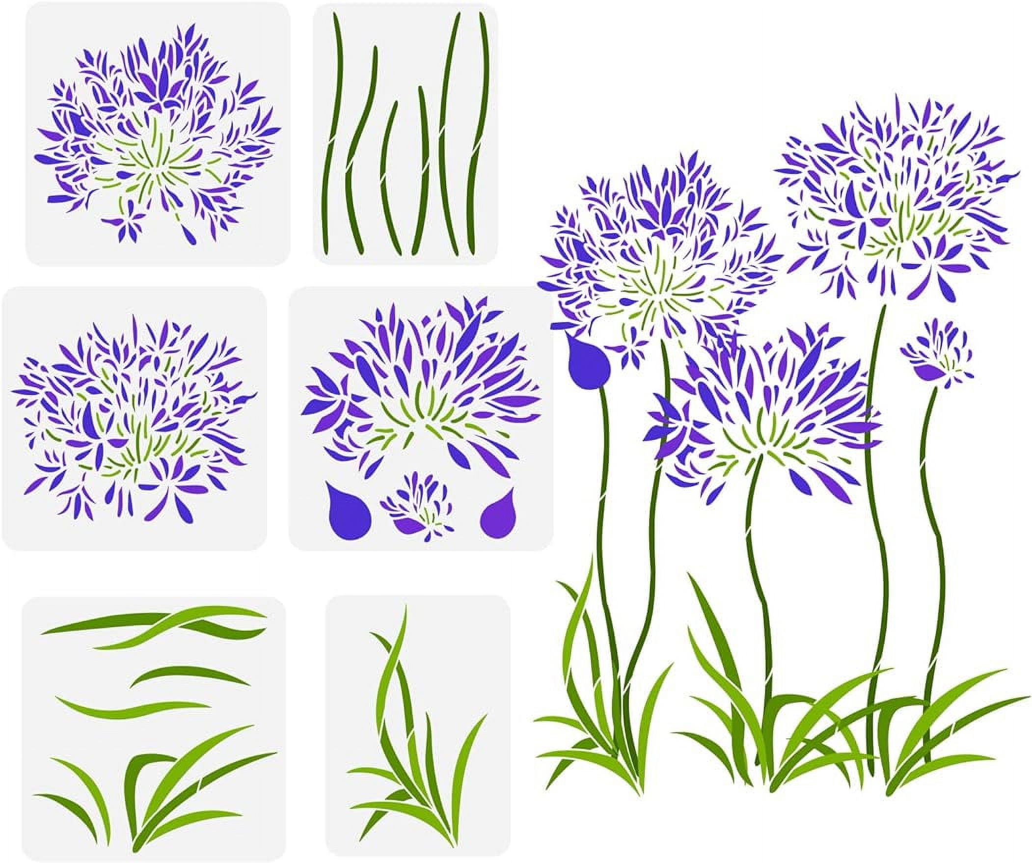 6pcs Agapanthus Painting Stencil Reusable Blue Lily Drawing Template DIY  Art African Love Flowers Stencil - Walmart.com, image size:2102x1758