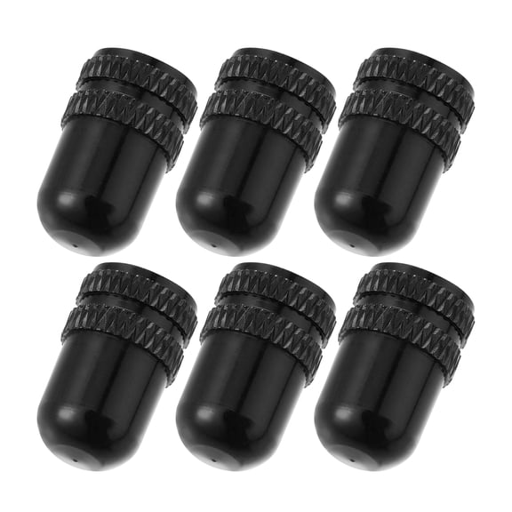 6pcs Aluminum Alloy Valve Cap American Type Valve Tire Dust Covers for Bicycle Mountain Bike Road Bike MTB Black