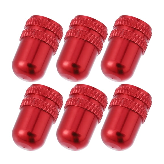 6pcs Aluminum Alloy Valve Cap American Type Valve Tire Dust Covers for Bicycle Mountain Bike Road Bike MTB Red