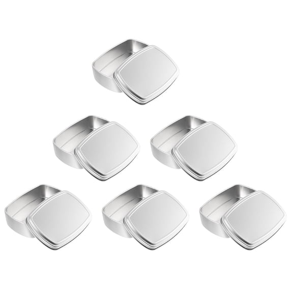 6pcs Aluminum Tins Rectangular Sweets Packaging Boxes Sundries Cases Soap Box with Lid