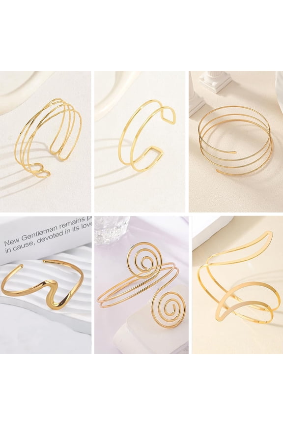 6pcs Arm Cuff Upper Arm Band Cuff Bracelets Adjustable Bangle Armband for Women Arm Accessories Jewelry