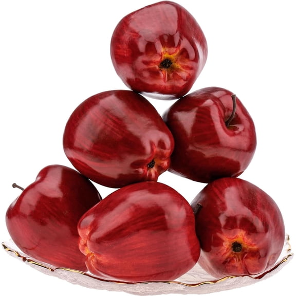 6pcs Artificial Apple Fake Lifelike Fruit Dining Room Kitchen Decoration Home Cabinet Office Desk Christmas Festival Theme Ornament Photography Props Model