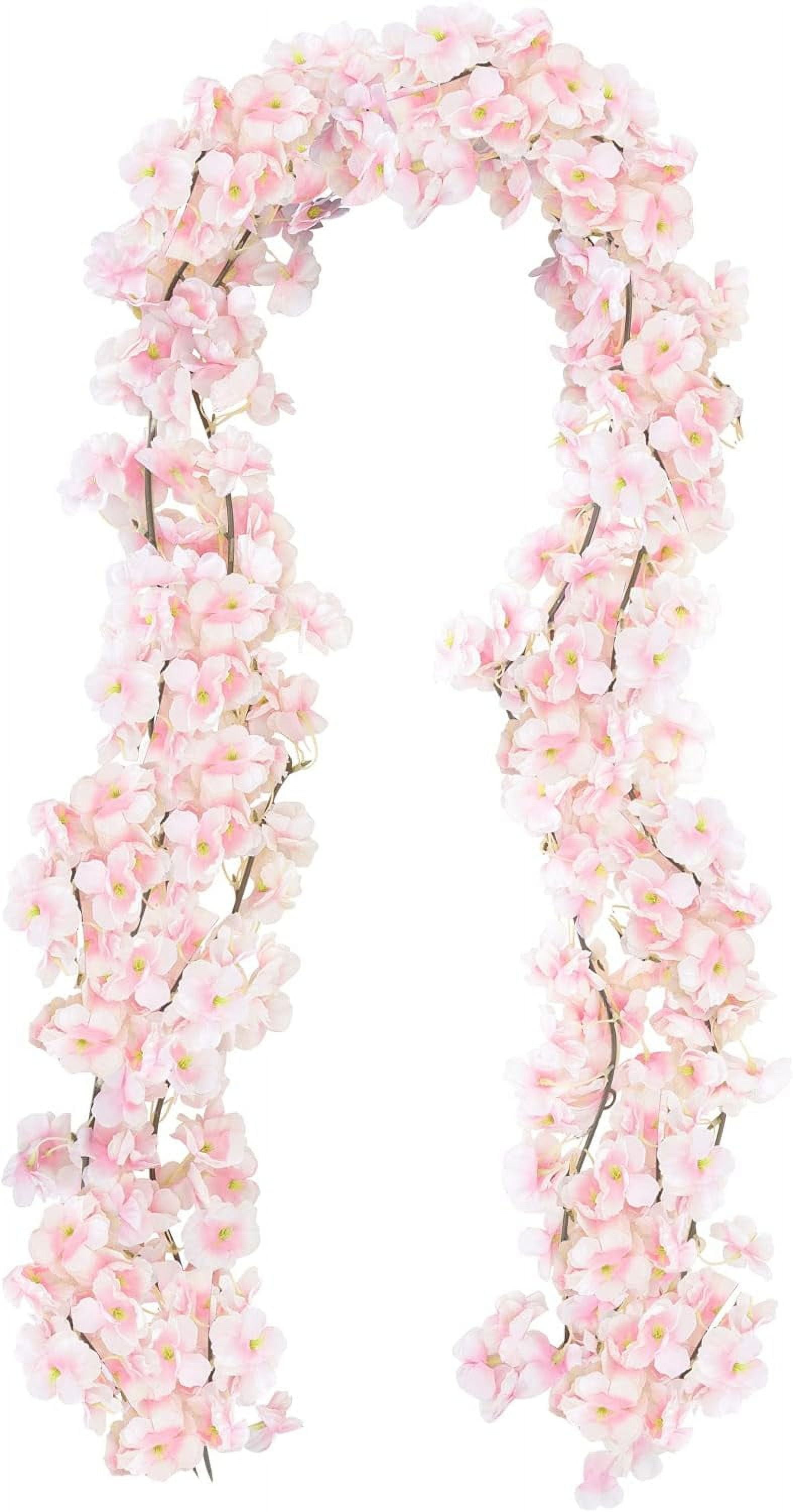 6pcs Artificial Cherry Blossom Flower Vines Faux Flowers for Outdoors Hanging Silk Flowers Garland for Wedding Party Home Japanese Kawaii Decor